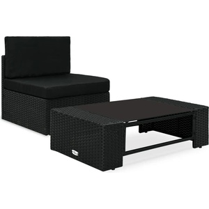 vidaXL Градински комплект, 2 части, полиратан, черен (49502)