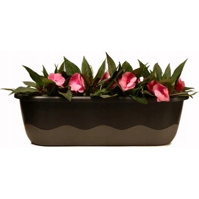 Plastia Samozavlažovací truhlík Mareta 80x20x18 cm čokoládová + bronzový