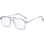 Techsuit Очила за компютър Techsuit Anti-Blue Light Glasses Reflex PC (83092) - унисекс, големи квадратни - Прозрачен / Сребрист