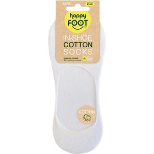 AGIVA Мъжки терлици за маратонки Agiva Happy Foottopia, In shoe, Органичен памук, Бял, 43-46 (AGIVA-355)