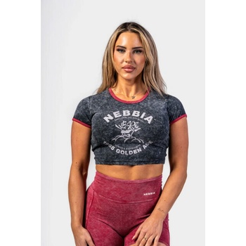 Nebbia Washed crop top tričko GOLDEN AGE 782 černé