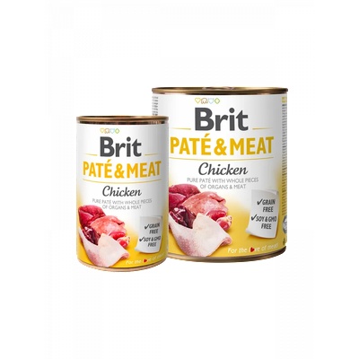 Brit Pate & Meat Chicken - Консерва с 48% пилешко и 22% телешко месо, 400 гр