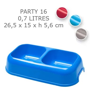 Ferplast PARTY 16, Двойна пластмасова купа с гумички - 2 x 350 мл