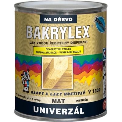 Bakrylex V1302 univerzál disperzní lak na dřevo 0,6 kg bezbarvý mat