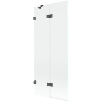 Mexen Lunar двукрилен ляв параван за вана 80 x 150 cm, прозрачен, четка сив пистолет - 897-080-100-66-00-L (897-080-100-66-00-L)