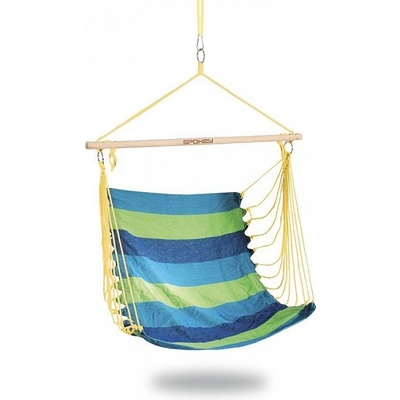 Spokey BENCH DELUXE Brazílske závesné kreslo pre dvoch zelené pruhy