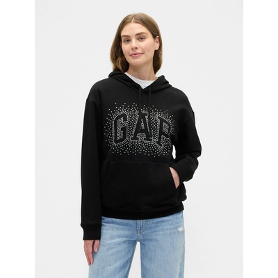 GAP mikina s logom a kapucňou čierna biela svetlomodrá