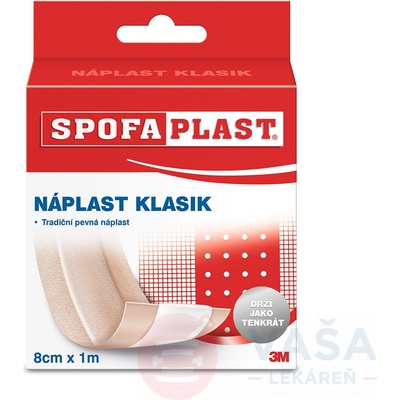 Spofaplast nedělená textilní hypoalergenní náplast, 8 cm x 1 m