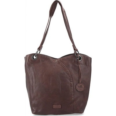 Noelia Bolger kožená shopper kabelka vo vintage štýle na rameno tmavo hnedá 2011