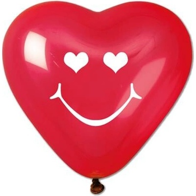 . Balón, 40 cm, srdiečko, smiley, červený