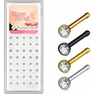 S4U Sada 40ti piercingů do nosu, 2,5 mm kámen 0,8 mm N0000-30