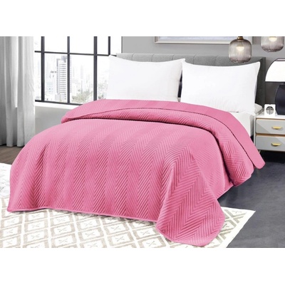 Textilomanie Světle růžový sametový přehoz na postel ARROW VELVET 200 x 220 cm