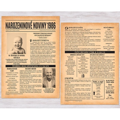 Narozeninové noviny 1986 – jednostranné až čtyřstranné