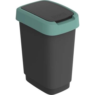 Rotho Twist, Odpadkový koš černá/tmavě zelená, 10 l