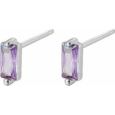 Nefertitis Stříbrné náušnice pecky se zirkony SILVER LILAC NF63139 3 x 7,8 mm, 0,73 g