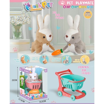 Image 1 of Armtoys ПЛЮШЕНО ЗАЙЧЕ В ПАЗАРСКА КОЛИЧКА 2 ЦВЯТА