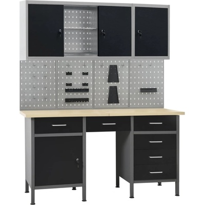 Работна маса с четири стенни панела и два шкафа Vickie (V3053439)