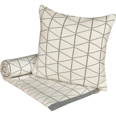 SCANquilt pletený pléd Design geo smetanovošedá střední 130x200