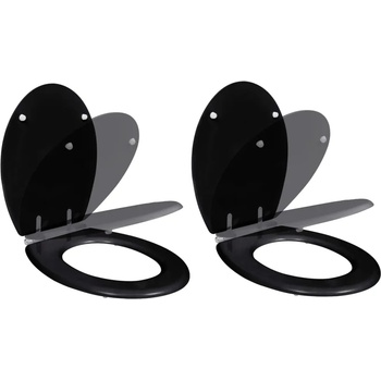 Image 1 of vidaXL Тоалетни седалки с плавно затваряне, 2 бр, МДФ, черни (275905)