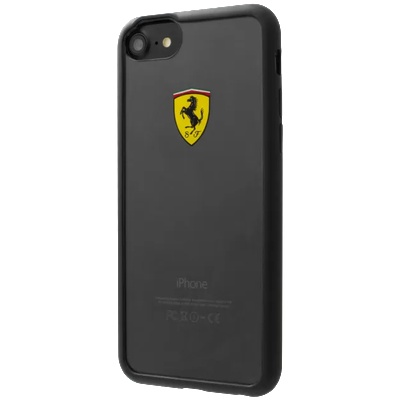 Ferrari Луксозен Хибриден Калъф за iPhone SE 2022/2020 8/7, Ferrari Hybrid 2 Soft Case, Черен (FEHCRFP7BK)
