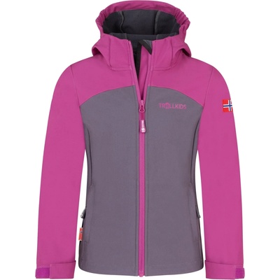 TROLLKIDS Детско софтшел яке Trollkids Girl's Kristiansand Jacket XT Softshell jacket - Fresh Berry / Graphite - размер 164 (EU) (703-5391-0420)