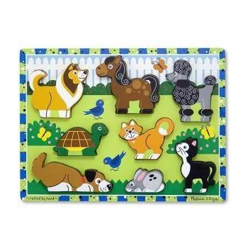 Melissa & Doug Детски дървен пъзел Melissa&Doug, Домашни любимци, 8 части, 000772137249