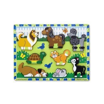 Melissa & Doug Детски дървен пъзел Melissa&Doug, Домашни любимци, 8 части, 000772137249
