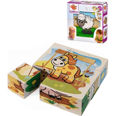 Eichhorn obrázkové kostky kubus zvířátka farma set 9ks