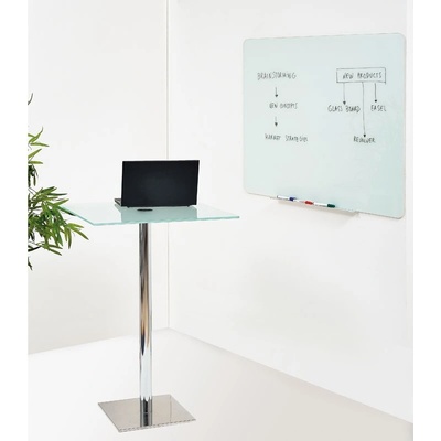 B2B Partner Skleněná magnetická tabule na zeď, bílá, 900 x 600 mm