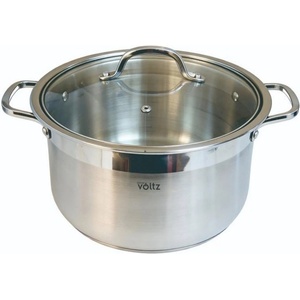 Voltz Дълбока тенджера Oliver Voltz OV51211D26, 11.1 l, 26 cm диаметър, неръждаема стомана, капак със стъкло с отвор, инокс (OV51211D26)