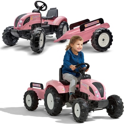Falk šliapací traktor 1058AB Pink Country Star s prívesom ružový