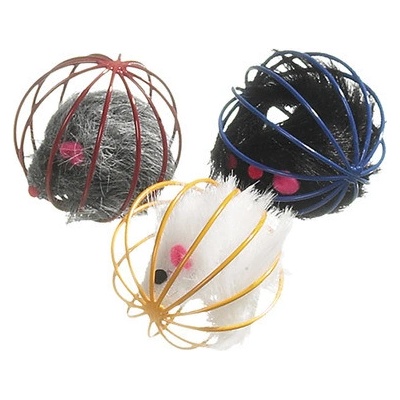 Karlie míček s kožešinovu myškou uvnitř 5 cm