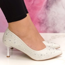 Dámske spoločenské lodičky CINDERELLA biele