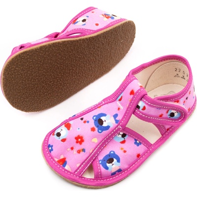 Barefoot papuče Baby Bare Pink teddy