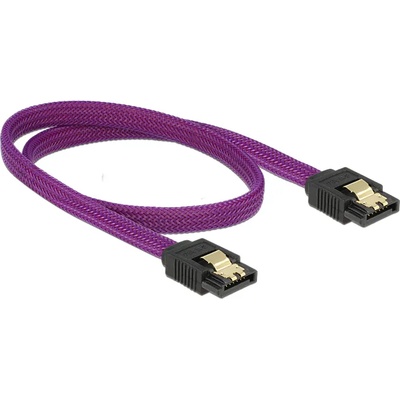 Delock Premium SATA кабел 6 Gb/s 50 cm прав/празен метален, лилав (83691)