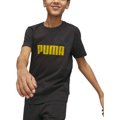 PUMA Essentials+ 2 Colour Logo Tee Black/Orange - 164