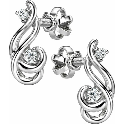 Zlaton Náušnice bílé zlato pecky 1.3cm 1.4g s diamanty 0.094ct N07072603498