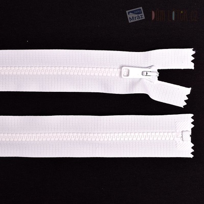 Zips kosticový deliteľný biely, dĺžka 85 cm