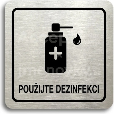 ACCEPT Piktogram použijte dezinfekci V - stříbrná tabulka - černý tisk