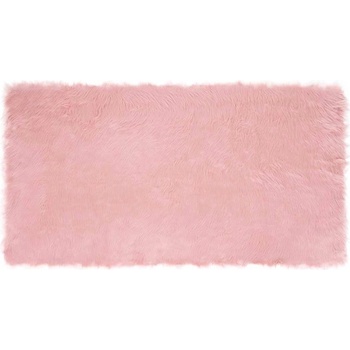 vidaXL Изкуствен килим от кожи Розово 80 x 150 cm Полиестер (42021544)