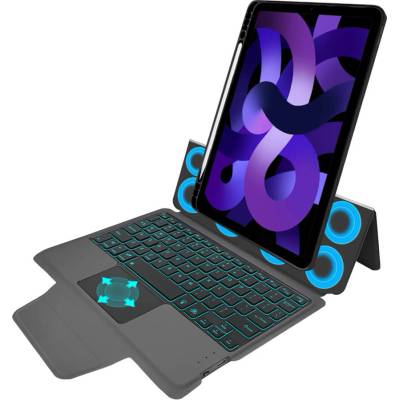 Techsuit KeyTab Pro RGB Wireless Touchpad Keyboard Case - полиуретанов калъф, клавиатура, тракпад и поставка за iPad Air 11 (2024), iPad Air 5 (2022), iPad Air 4 (2020) (черен)