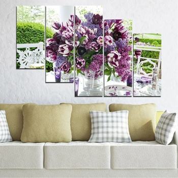 Vivid Home Декоративни панели Vivid Home от 5 части, Цветя, PVC, 110x65 см, 7-ма Форма №0879