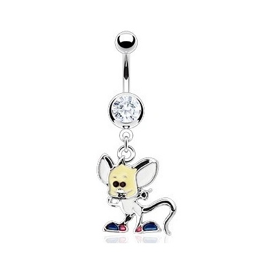 Šperky eshop piercing z chirurgické oceli do bříška barevná myška F13.11