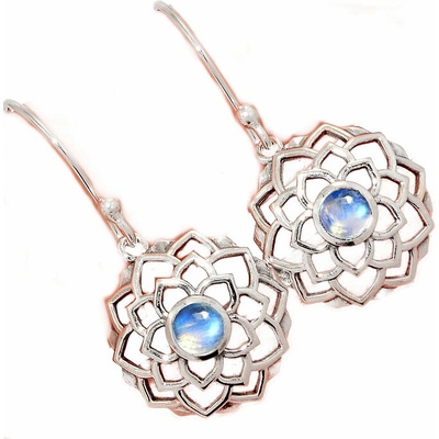 Nefertitis Stříbrné visací náušnice s měsíčním kamenem Mandala NF63189 - 2,9 cm, 2,2 g