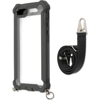 Image 1 of 4smarts Sling Case Downtown - удароустойчив кейс с лента за врата за iPhone SE (2020), iPhone 8, iPhone 7 (черен-прозрачен)