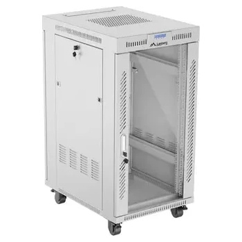Image 1 of Lanberg Комуникационен шкаф, Lanberg rack cabinet 19" free-standing 22U/600x800 (flat pack) with glass door lcd grey v2 (FF01-6822-12SL)