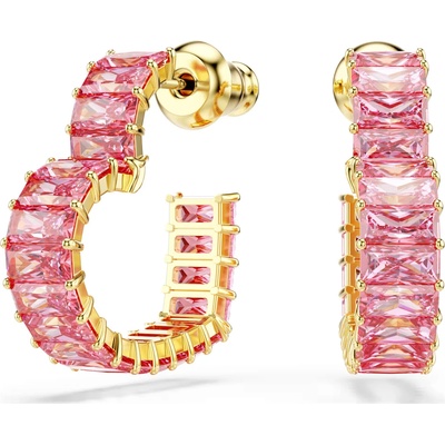 Swarovski Pozlacené srdíčkové náušnice s růžovými Swarovski zirkony Matrix 5706340
