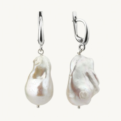 SilveAmo stříbrné náušnice s barokními perlami Tajemství oceánu C002