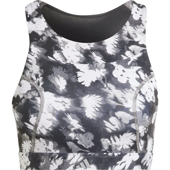 Image 1 of adidas Women's Run All Over Print Medium Impact Sports Bra - Black
