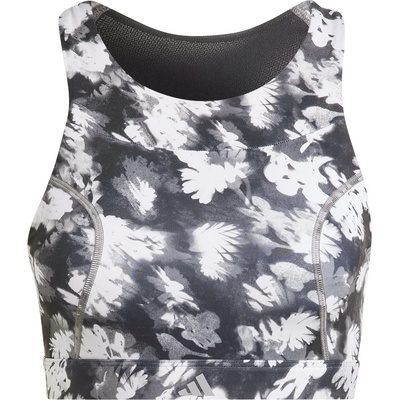 adidas Women's Run All Over Print Medium Impact Sports Bra - Black